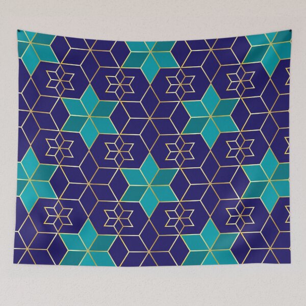 Aperçu de l'œuvre Motif géométrique d'étoile juive de Hanoukka bleu contemporain créée et vendue par DEC02.