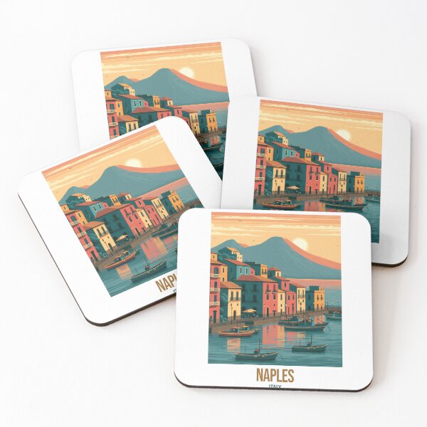 Item preview, Naples Italy Travel Poster | Vesuvius Harbour Sunset | Wall Art | Postcard designed and sold by Amber Sky Creations.