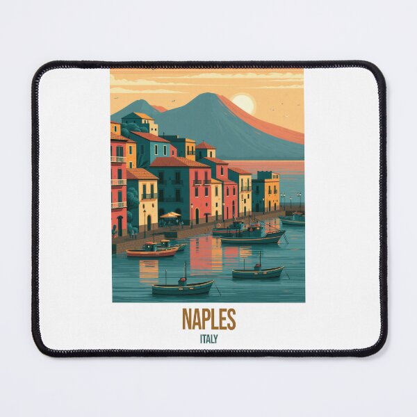 Item preview, Naples Italy Travel Poster | Vesuvius Harbour Sunset | Wall Art | Postcard designed and sold by Amber Sky Creations.