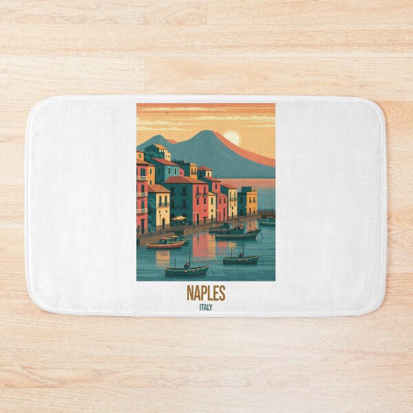 Item preview, Naples Italy Travel Poster | Vesuvius Harbour Sunset | Wall Art | Postcard designed and sold by Amber Sky Creations.