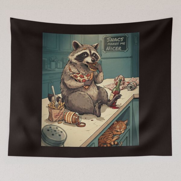 Item preview, Snacks Makes Me Nicer - Funny Hungry Racoon Art designed and sold by Malaryk.