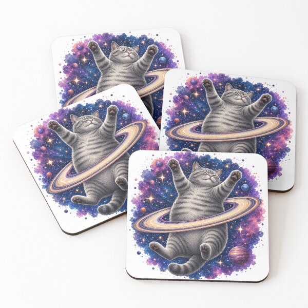 Item preview, Grey Tabby Cat in Space designed and sold by lvlupthreads.
