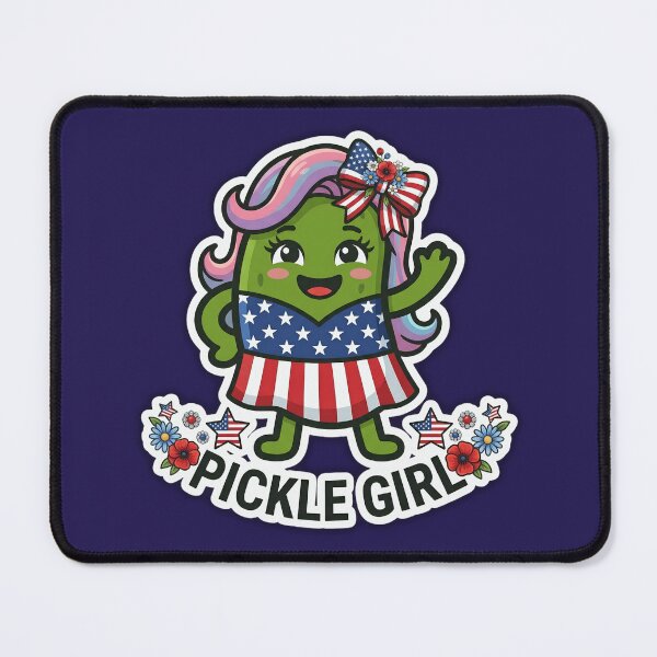 Item preview, Cute Pickle Girl 4th of July Patriotic American Flag Dress Kawaii Pickle Lover Gift T-Shirt designed and sold by Basma Designs | Funny Shirts, Stickers & Mugs.