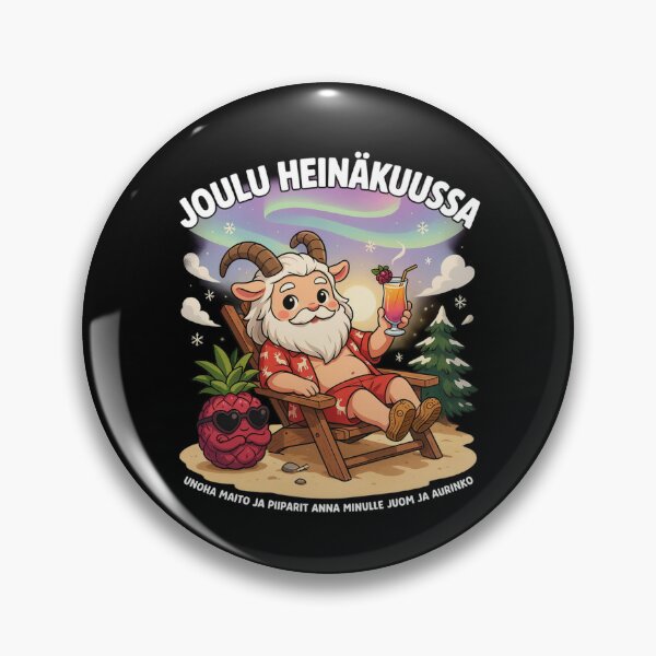 Item preview, Joulu Heinäkuussa – Finnish Christmas in July Funny Yule Goat Beach Shirt V3 designed and sold by DarylWelsh2024.
