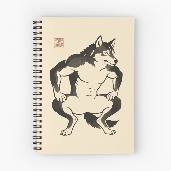 Item preview, Minimalist Ukiyo-e Muscle Wolf Fitness Print designed and sold by DuckOddity.