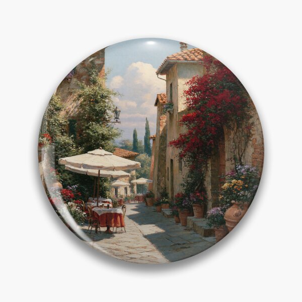 Item preview, Tuscan Street Cafe | Sunlit Cobblestone Alley Italy | Wall Art designed and sold by Amber Sky Creations.