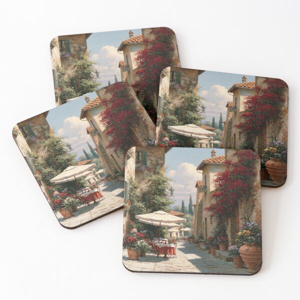 Item preview, Tuscan Street Cafe | Sunlit Cobblestone Alley Italy | Wall Art designed and sold by Amber Sky Creations.