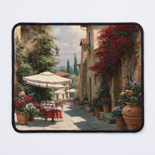 Item preview, Tuscan Street Cafe | Sunlit Cobblestone Alley Italy | Wall Art designed and sold by Amber Sky Creations.