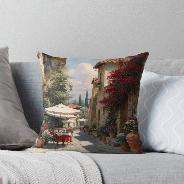 Item preview, Tuscan Street Cafe | Sunlit Cobblestone Alley Italy | Wall Art designed and sold by Amber Sky Creations.
