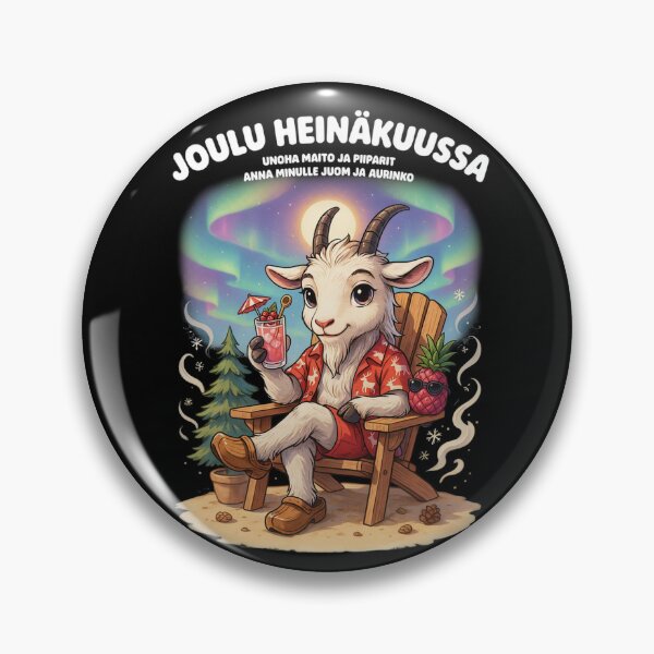 Item preview, Joulu Heinäkuussa – Finnish Christmas in July Funny Yule Goat Beach Shirt V4 designed and sold by DarylWelsh2024.
