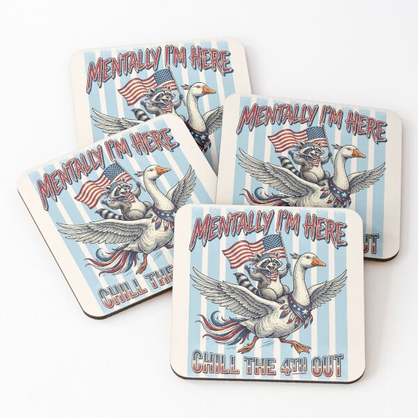 Item preview, Funny Raccoon Riding A Goose - Mentally I'm Here, Chill The 4th Out designed and sold by legendaryskins.