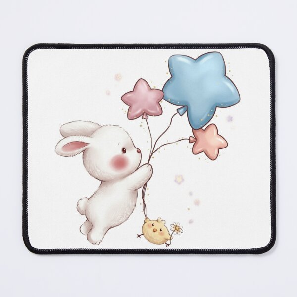 Item preview, Cuddly Kawaii Bunny & Chick: A Joyful Star Balloon Adventure designed and sold by Stickivo.
