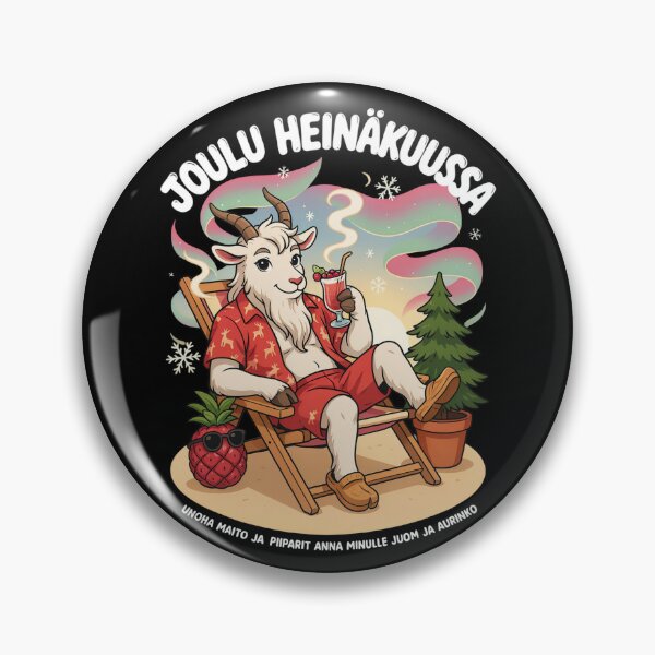 Item preview, Joulu Heinäkuussa – Finnish Christmas in July Funny Yule Goat Beach Shirt V6 designed and sold by DarylWelsh2024.