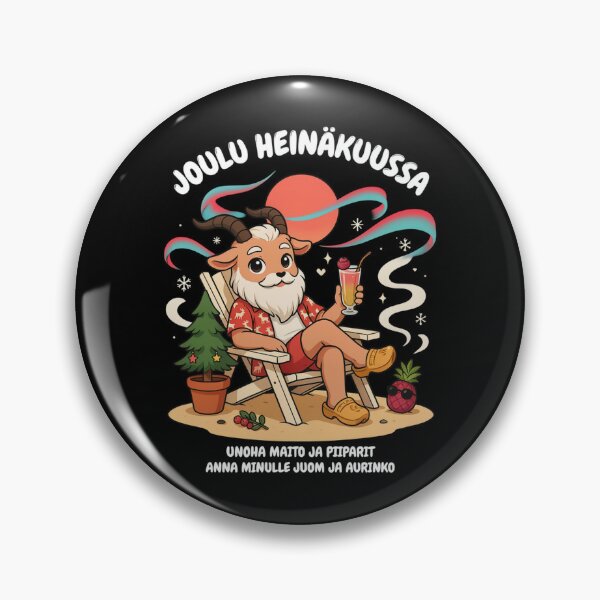Item preview, Joulu Heinäkuussa – Finnish Christmas in July Funny Yule Goat Beach Shirt V8 designed and sold by DarylWelsh2024.