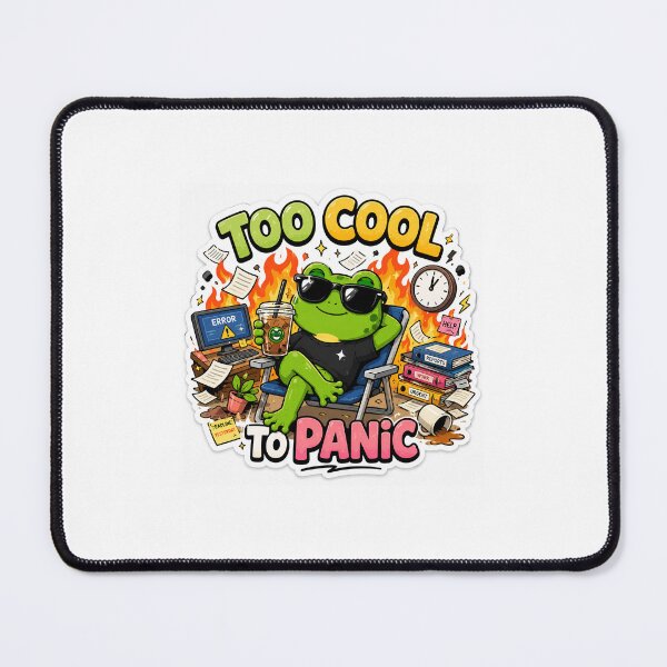 Item preview, Too Cool to Panic Funny Frog Sticker designed and sold by Dropza.