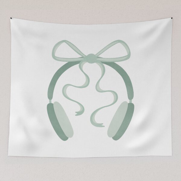 Item preview, Cute Green Headphones with Bow designed and sold by winterpumpkin.