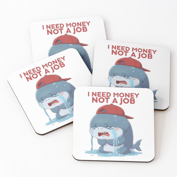 Item preview, I Need Money Not a Job Funny Shark Meme T-Shirt designed and sold by Nature's Chibis.