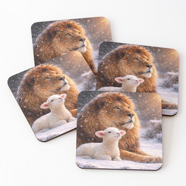 Item preview, Lion and Lamb in Snowy Harmony Christmas Peace designed and sold by Stephanie Laird.