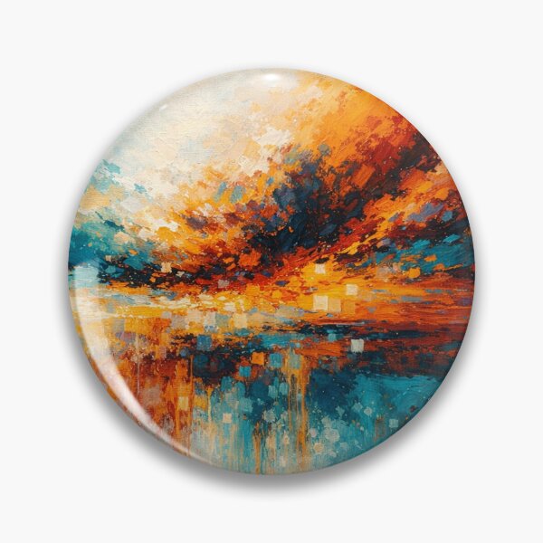Item preview, Abstract Sunset Painting Teal Orange Modern Large Wall Art designed and sold by Joey Santiago.
