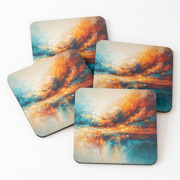 Item preview, Abstract Sunset Painting Teal Orange Modern Large Wall Art designed and sold by Joey Santiago.