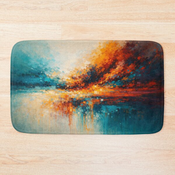 Item preview, Abstract Sunset Painting Teal Orange Modern Large Wall Art designed and sold by Joey Santiago.