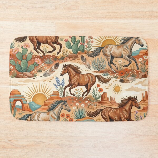 Item preview, Painted Desert Wild Horses Seamless Pattern designed and sold by MoonwoodStudio.