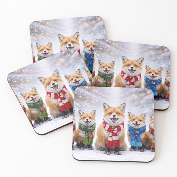 Item preview, Foxes in Festive Scarves Christmas Happy Holidays designed and sold by Stephanie Laird.
