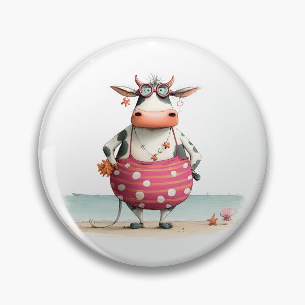 Item preview, Funny Beach Cow Wearing Pink Floatie and Sunglasses | Cute Summer Vacation Animal Art designed and sold by GlimmerAura.