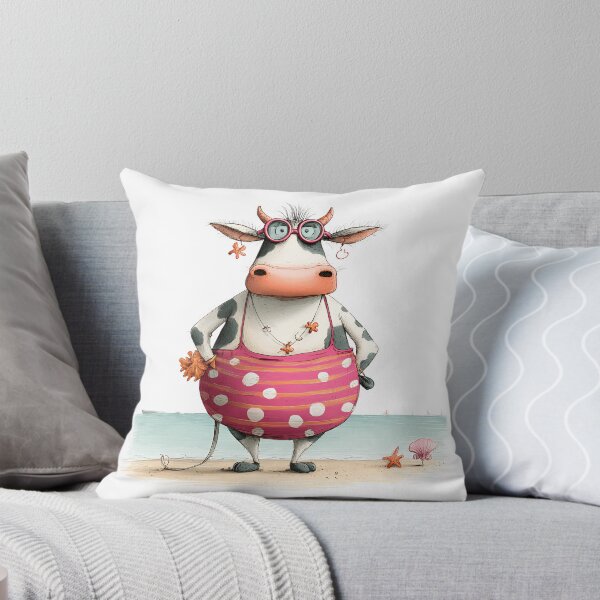 Item preview, Funny Beach Cow Wearing Pink Floatie and Sunglasses | Cute Summer Vacation Animal Art designed and sold by GlimmerAura.