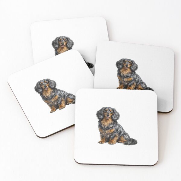 Item preview, Long haired dachshund dappled dog designed and sold by BackgroundND.