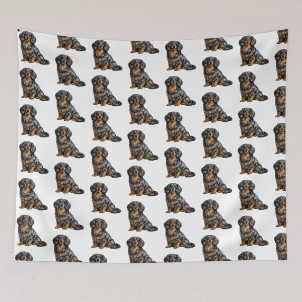 Item preview, Long haired dachshund dappled dog designed and sold by BackgroundND.