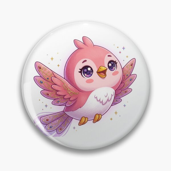 Item preview, Celestial Jeweled Kawaii Pink Starling in Flight designed and sold by Stickivo.