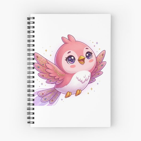 Item preview, Celestial Jeweled Kawaii Pink Starling in Flight designed and sold by Stickivo.