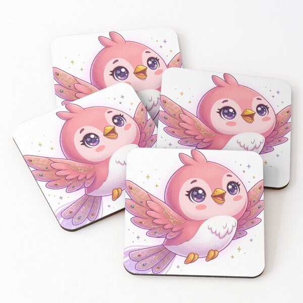 Item preview, Celestial Jeweled Kawaii Pink Starling in Flight designed and sold by Stickivo.