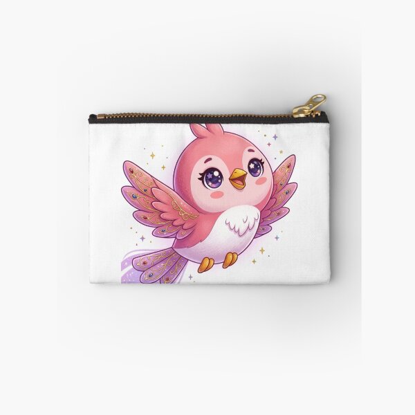Item preview, Celestial Jeweled Kawaii Pink Starling in Flight designed and sold by Stickivo.