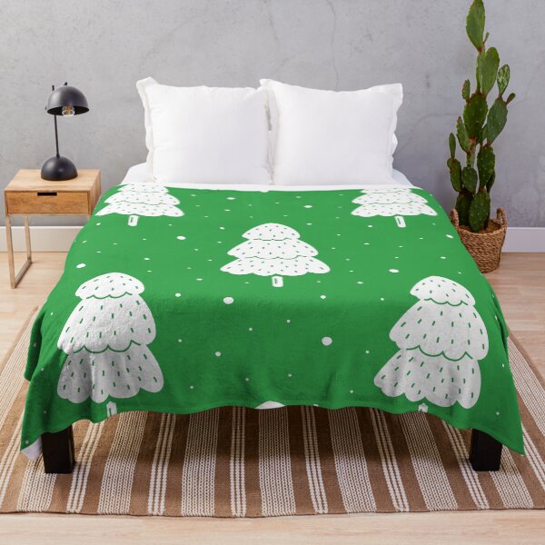 Item preview, Christmas Snowy Trees Pattern On Holiday Green Background designed and sold by DEC02.