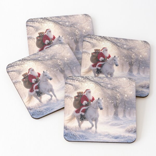Item preview, Christmas Holiday Santa Riding a White Horse designed and sold by Stephanie Laird.