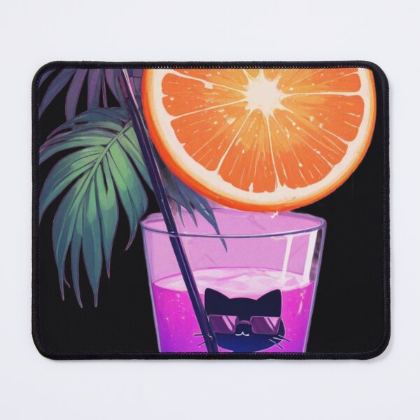 Item preview, Vaporwave Black Cat in Purple Drink Neon Orange Slice T-Shirt Design designed and sold by BLUESKY11a.
