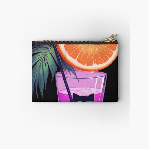 Item preview, Vaporwave Black Cat in Purple Drink Neon Orange Slice T-Shirt Design designed and sold by BLUESKY11a.