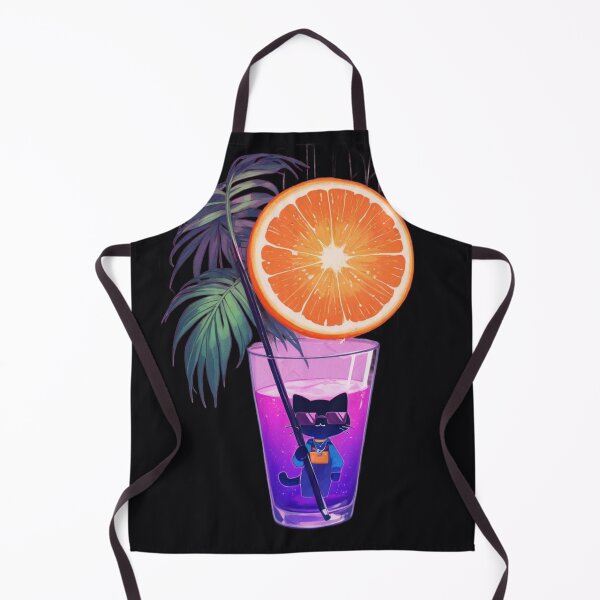 Item preview, Vaporwave Black Cat in Purple Drink Neon Orange Slice T-Shirt Design designed and sold by BLUESKY11a.