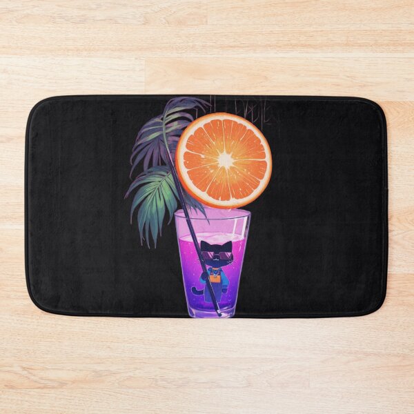 Item preview, Vaporwave Black Cat in Purple Drink Neon Orange Slice T-Shirt Design designed and sold by BLUESKY11a.