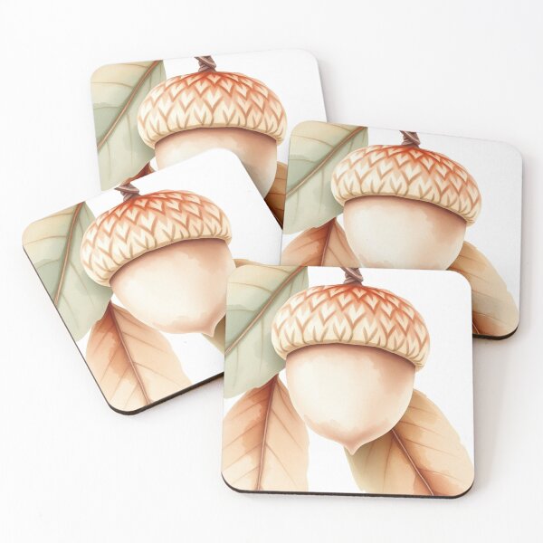 Item preview, Watercolor Autumn Acorn with Fall Leaves designed and sold by Vida e Arte.