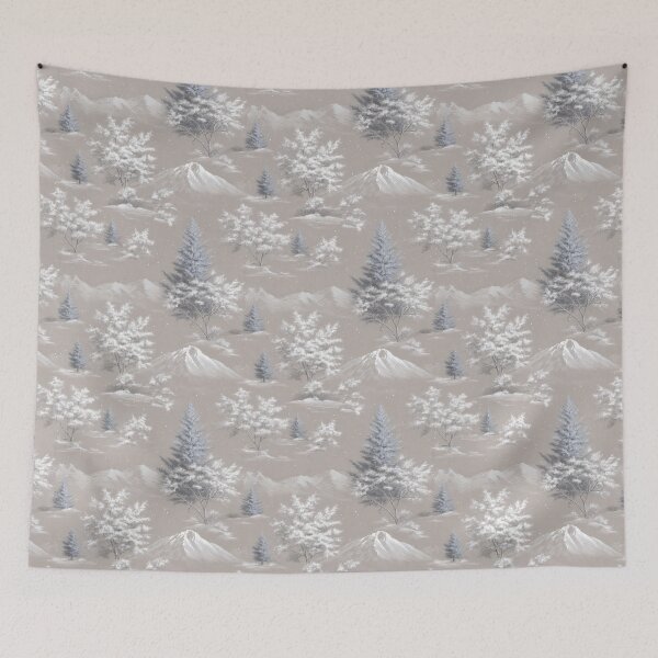 Item preview, Winter Forest With Snowy Mountains, neutral color designed and sold by LiluGross.