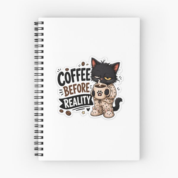 Item preview, Coffee Before Reality Funny Cat Sticker designed and sold by Dropza.