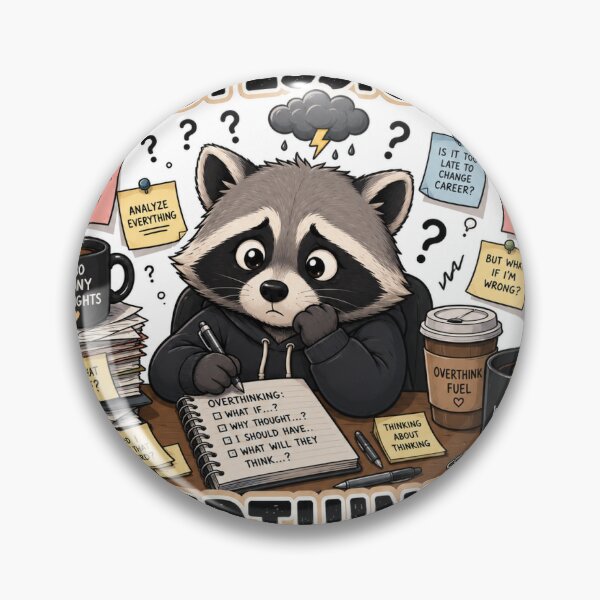 Item preview, Professional Overthinker Funny Raccoon Sticker designed and sold by Dropza.