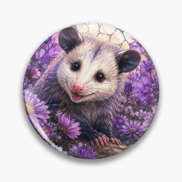 Item preview, OPOSSUM IN SEPTEMBER BIRTH FLOWER ASTER PURPLE designed and sold by scicilysimonee.