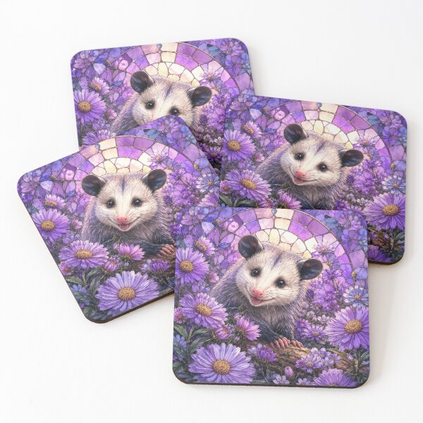 Item preview, OPOSSUM IN SEPTEMBER BIRTH FLOWER ASTER PURPLE designed and sold by scicilysimonee.