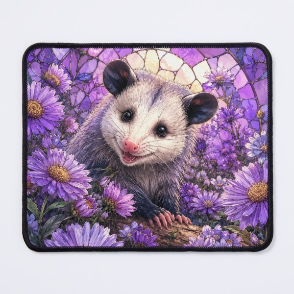 Item preview, OPOSSUM IN SEPTEMBER BIRTH FLOWER ASTER PURPLE designed and sold by scicilysimonee.