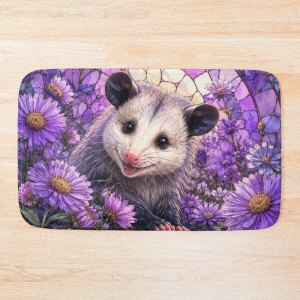 Item preview, OPOSSUM IN SEPTEMBER BIRTH FLOWER ASTER PURPLE designed and sold by scicilysimonee.