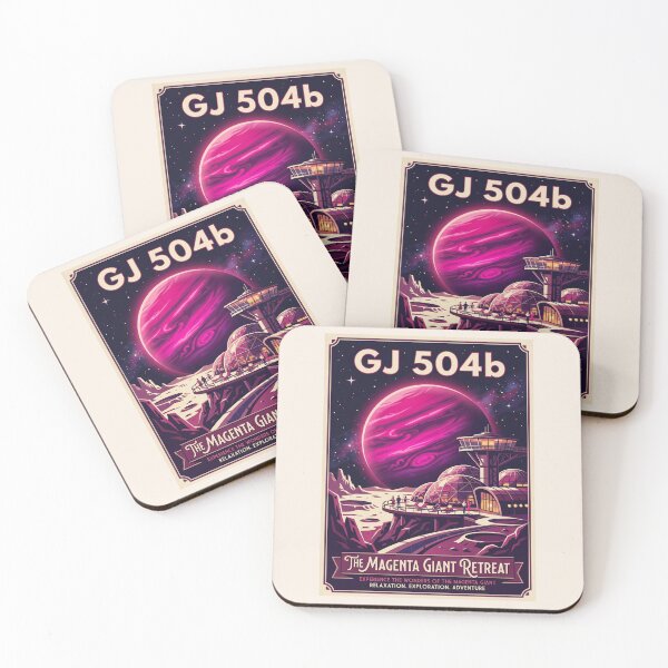Item preview, GJ 504b Pink Planet Retro NASA Travel Poster designed and sold by RetroRewind Studio.